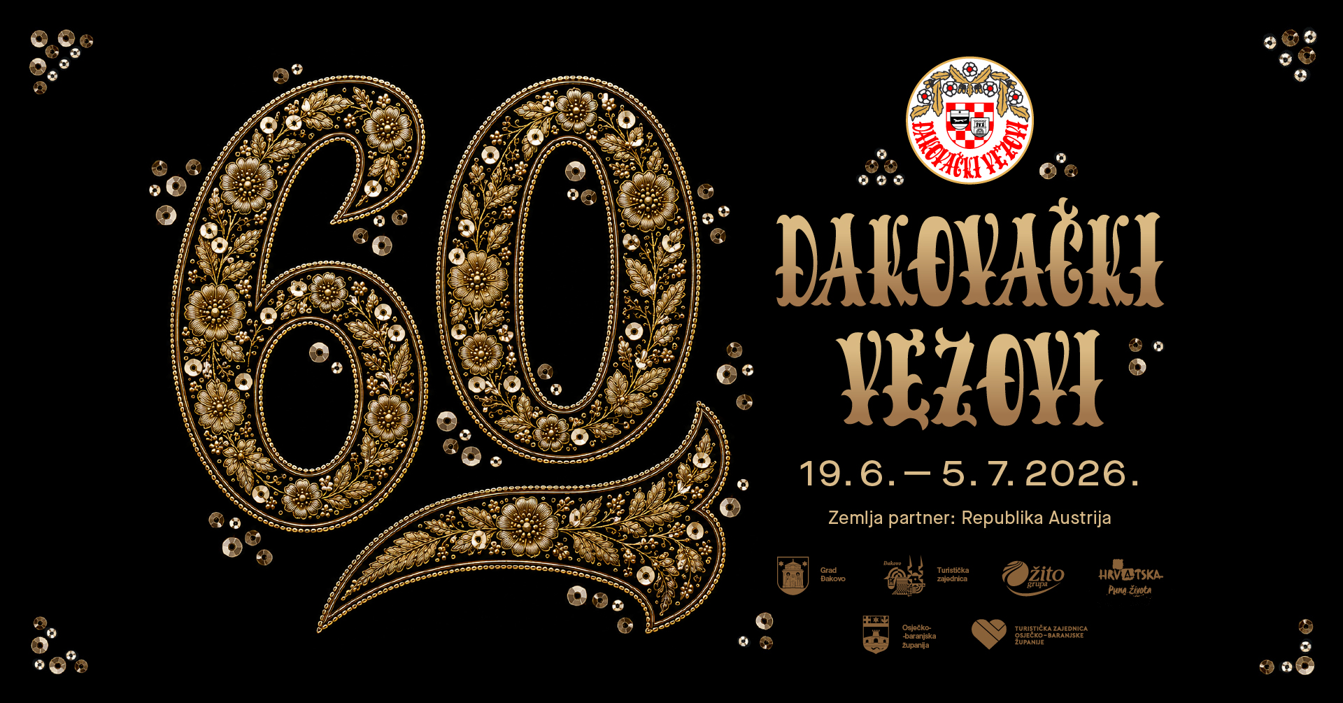 Program 60. Đakovačkih vezova koji se održavaju od 19. lipnja do 5. srpnja 2026. godine